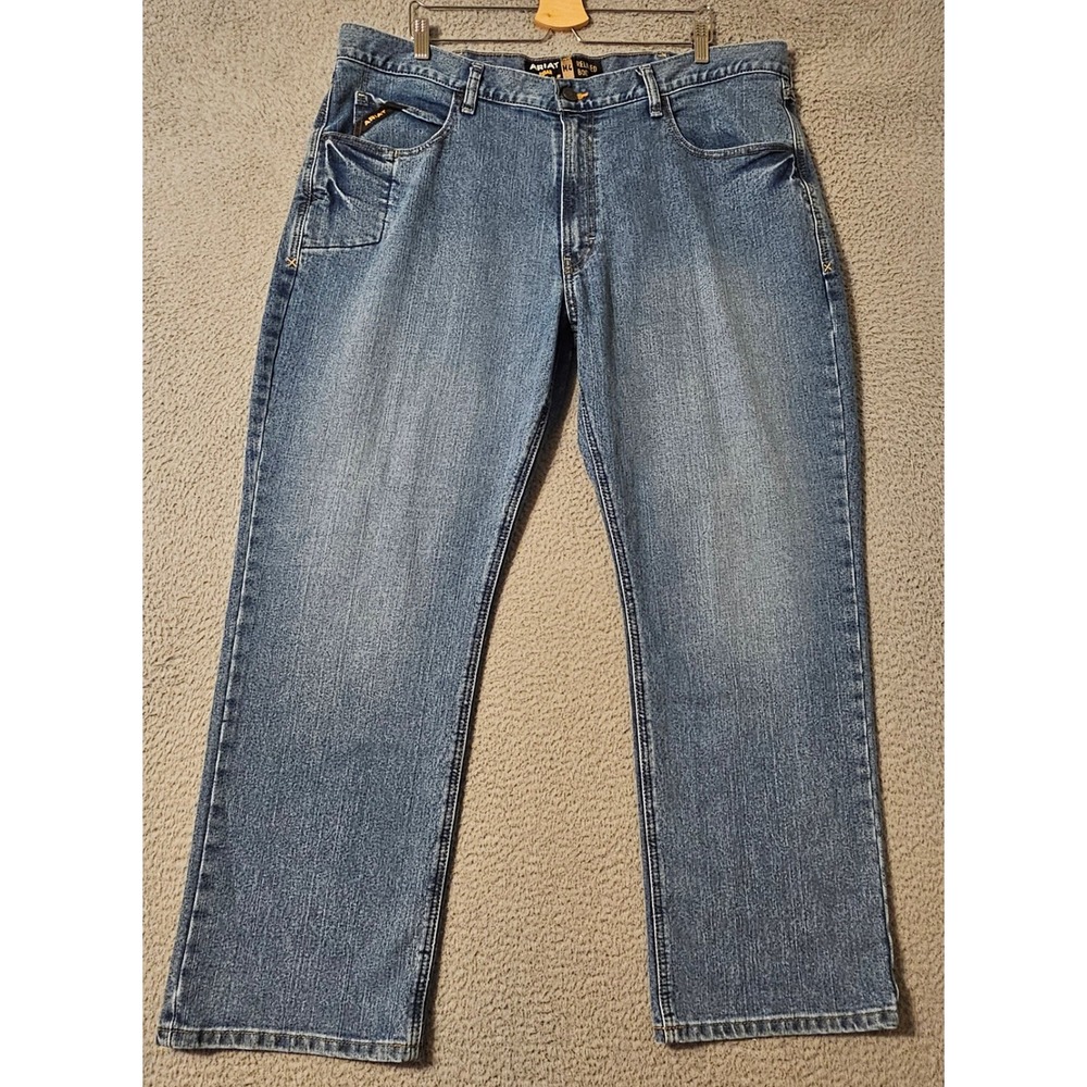 Ariat Rebar M4 Relaxed Boot Jeans Mens 40x30 Medium Wash Denim Blue Stretch